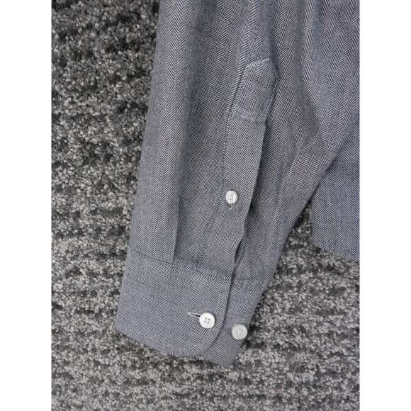 UNTUCKit Shirt Mens Medium Slim Fit Gray Herringbone Flannel Long Sleeve Preppy - Picture 9 of 10